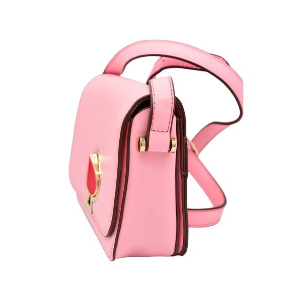 Kate Spade NY Nicola Twistlock Small Flap Shoulder Bag Rococo Pink Heart RARE - Picture 3 of 12